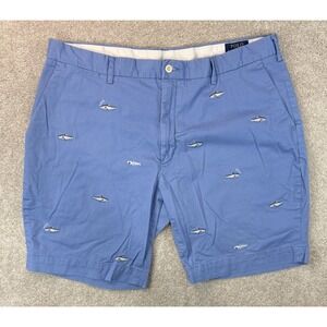 Polo Ralph Lauren Stretch Classic Fit Men's 40 Shorts Blue Embroidered Fish 9"